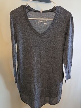 Poof! Charcoal V-Neck Long Sleeve Tunic